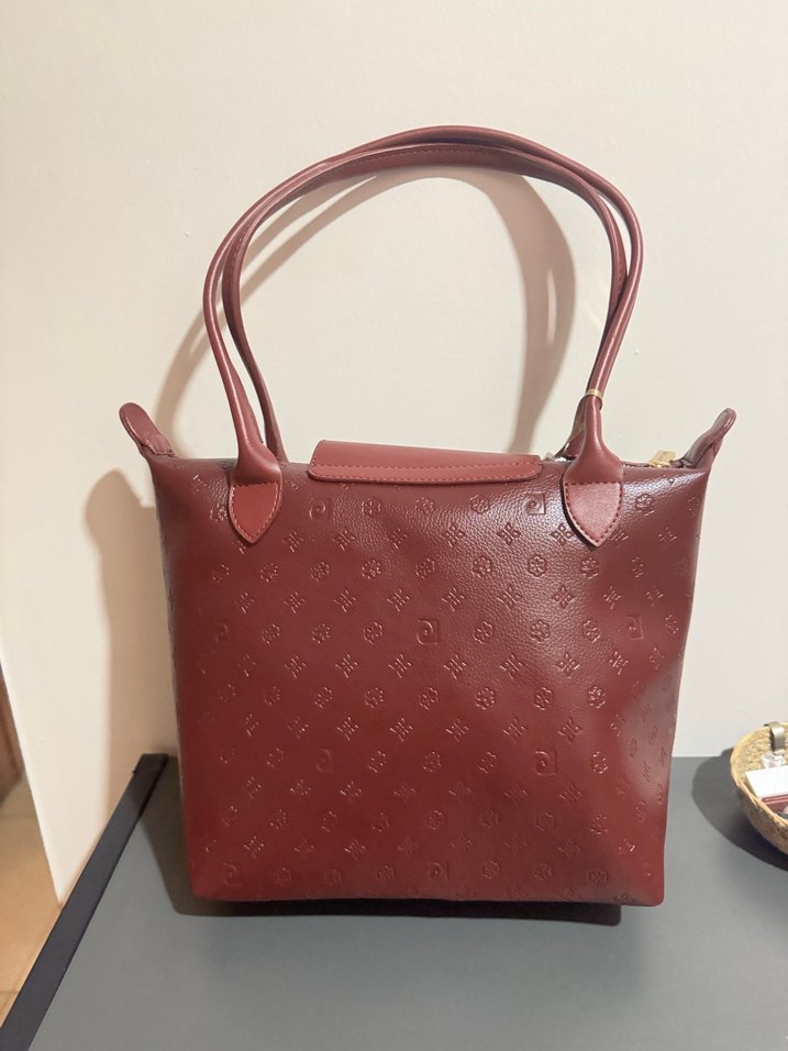 Pierre Cardin Bordo Deri Kadın Çanta Fermuarlı - Görsel 3