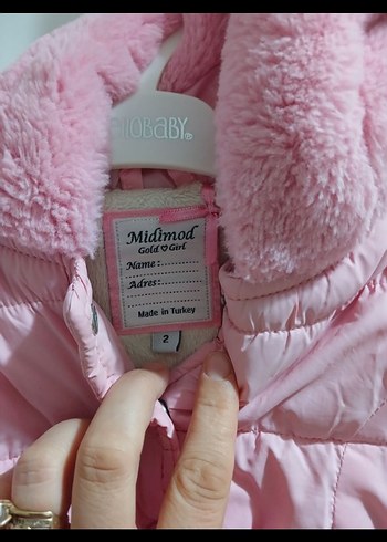 Kız Çocuk Pembe Kürklü Kapüşonlu Mont - Görsel 4