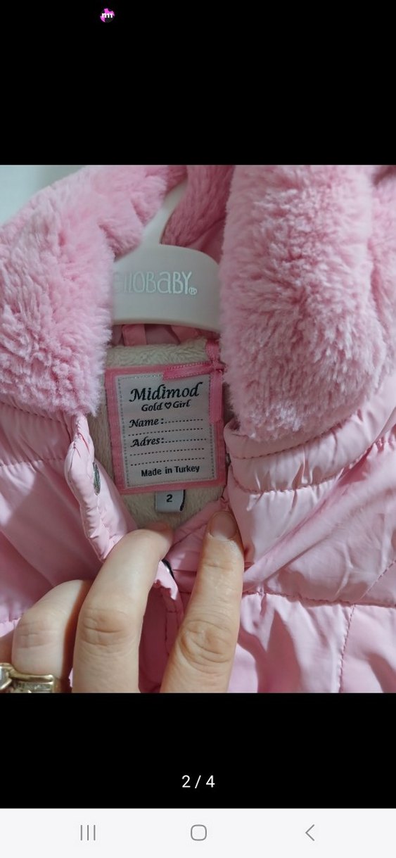 Kız Çocuk Pembe Kürklü Kapüşonlu Mont - Görsel 4