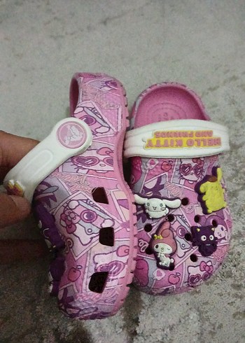 Kızlar için pembe baskılı tokalı terlik - Görsel 2