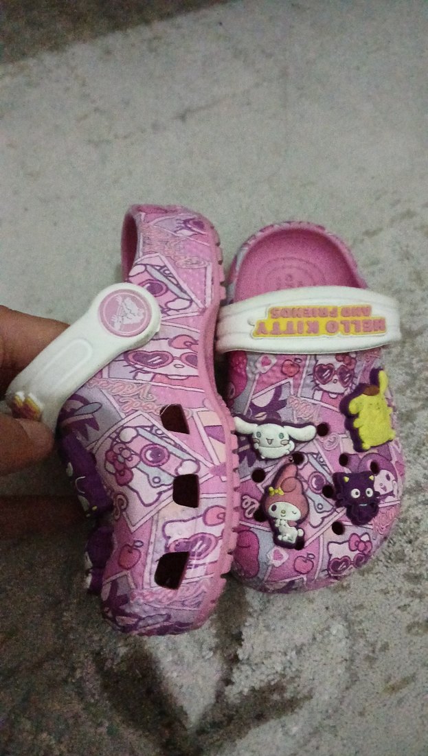 Kızlar için pembe baskılı tokalı terlik - Görsel 2