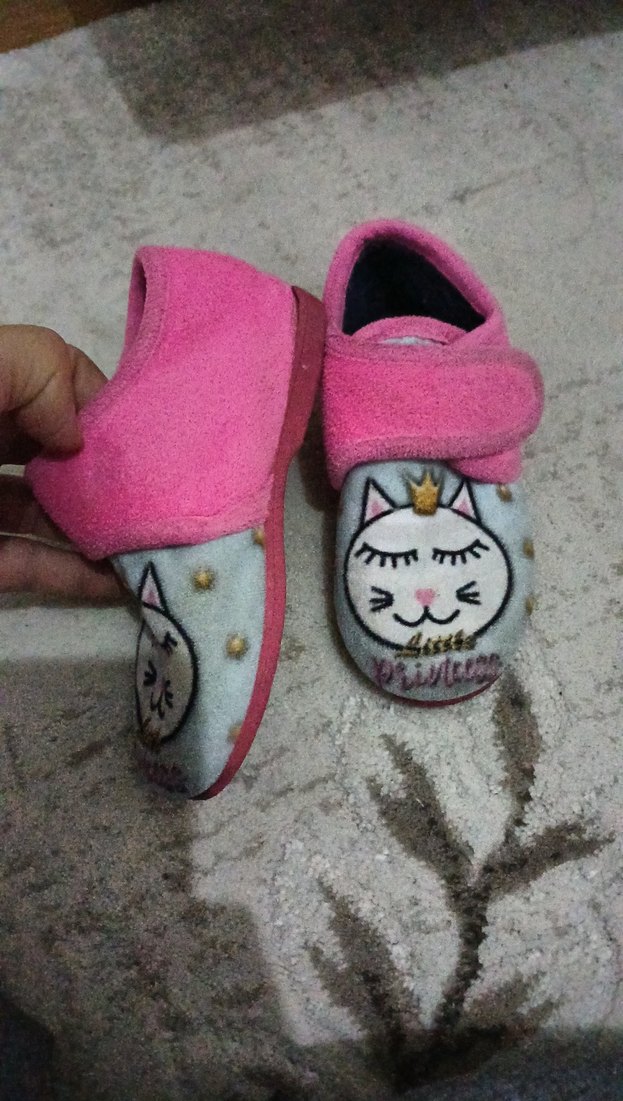 Kız Çocuk Pembe Prenses Desenli Sıcak Terlik - Görsel 2