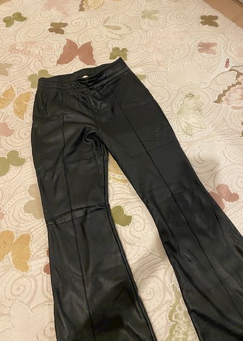 Diğer Deri Siyah İspanyol Paça Pantolon