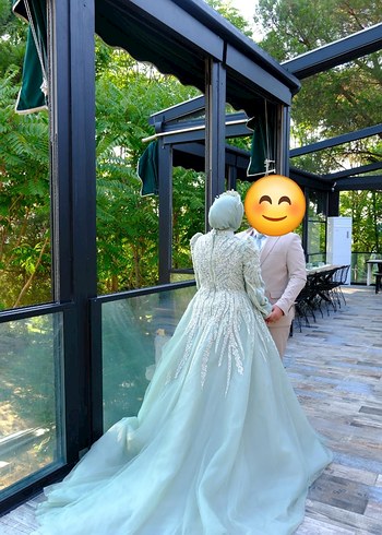 42 Beden Tesettür su yeşili nişanlık