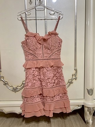 Toz pembe mini elbise