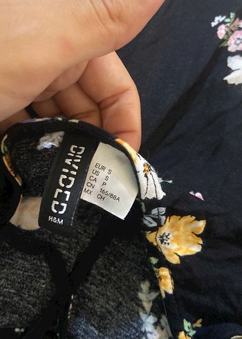 H&M Siyah Çiçekli Askılı Midi Tulum