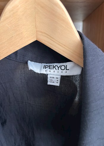 ipekyol Düğmeli Siyah Keten Kadın Gömlek