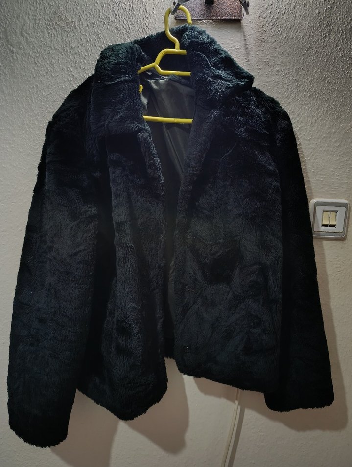 Siyah Midi Peluş Kürk Detaylı Kadın Mont - Görsel 5