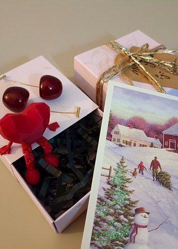 Bordo Renkli Hediye Seti ve Kış Temalı Kart - Görsel 3