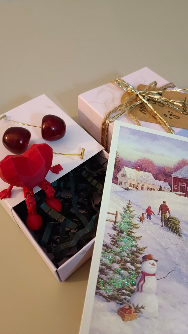 Bordo Renkli Hediye Seti ve Kış Temalı Kart - Görsel 3