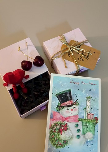 Kiraz küpe  Kalp obje ve nostaljik kartpostal - Görsel 3