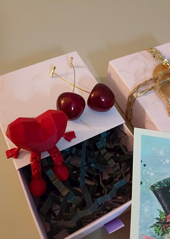 Kiraz küpe  Kalp obje ve nostaljik kartpostal - Görsel 4