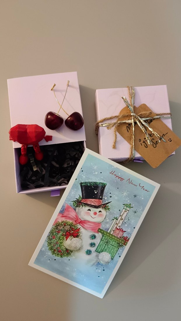 Kiraz küpe  Kalp obje ve nostaljik kartpostal - Görsel 5