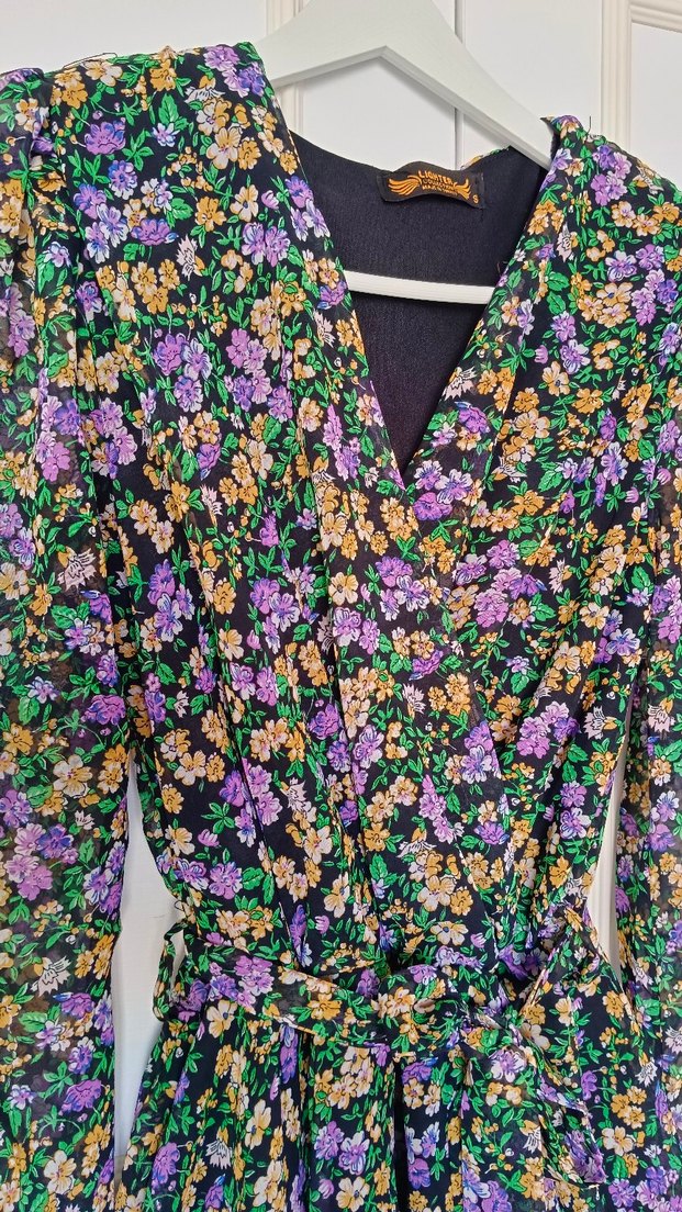 Mor Çiçek Desenli Bohem Elbise - Görsel 4