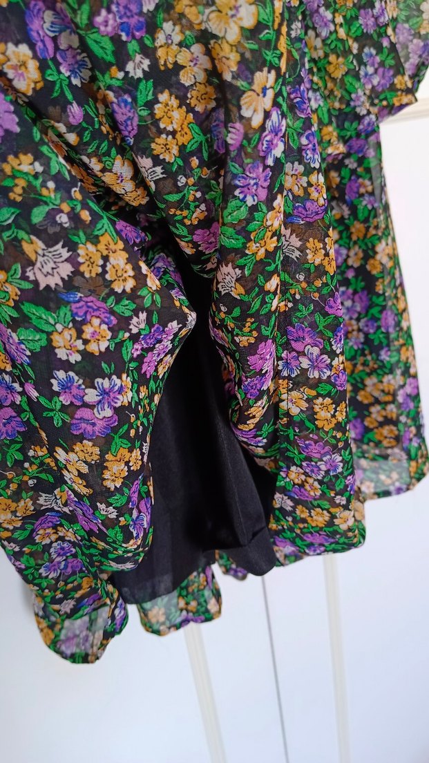 Mor Çiçek Desenli Bohem Elbise - Görsel 3