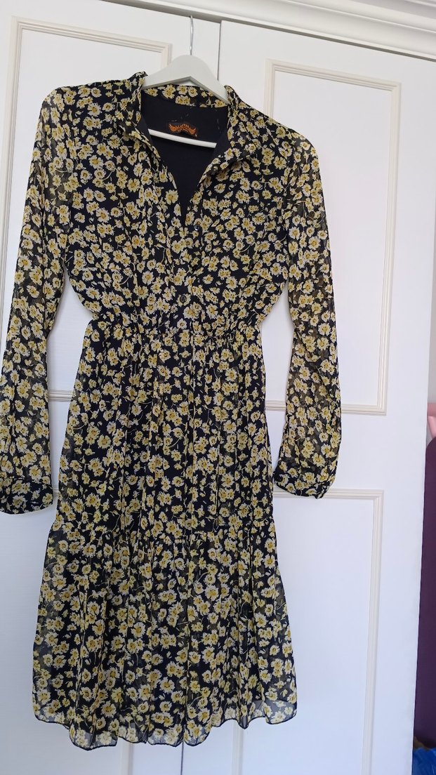 Sarı Desenli Kollu Bohem Elbise - Görsel 2