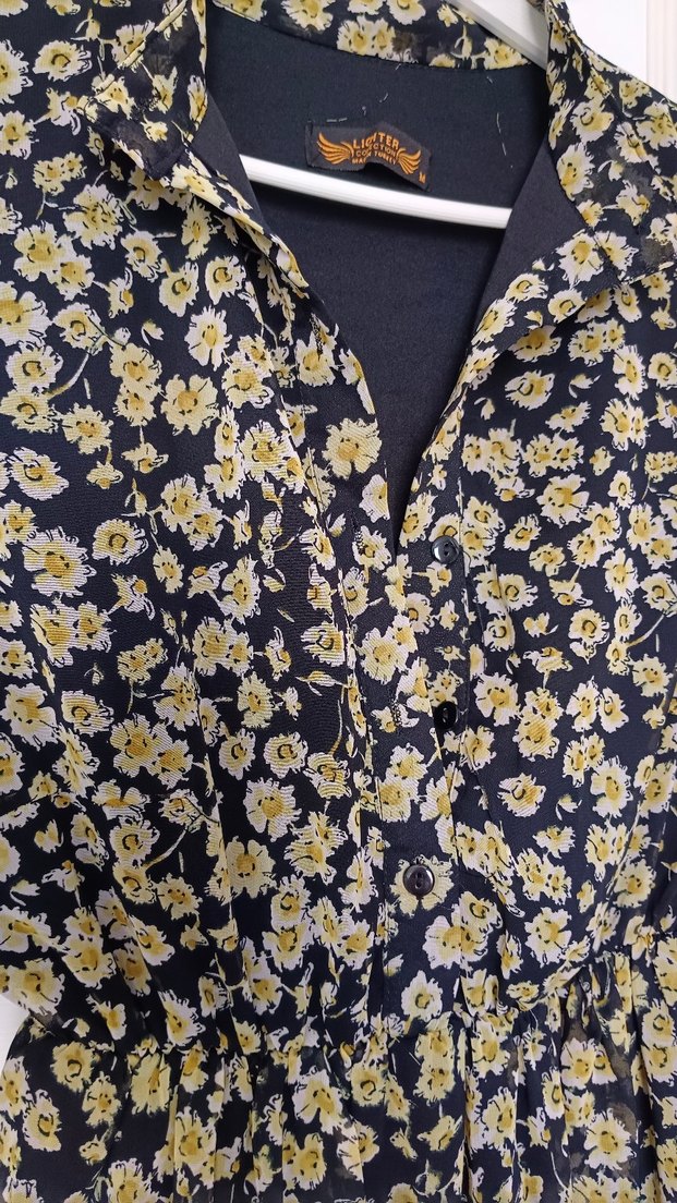 Sarı Desenli Kollu Bohem Elbise - Görsel 5