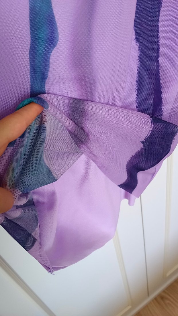 Mor Drapeli Midi Boy Askılı Kadın Elbise - Görsel 3