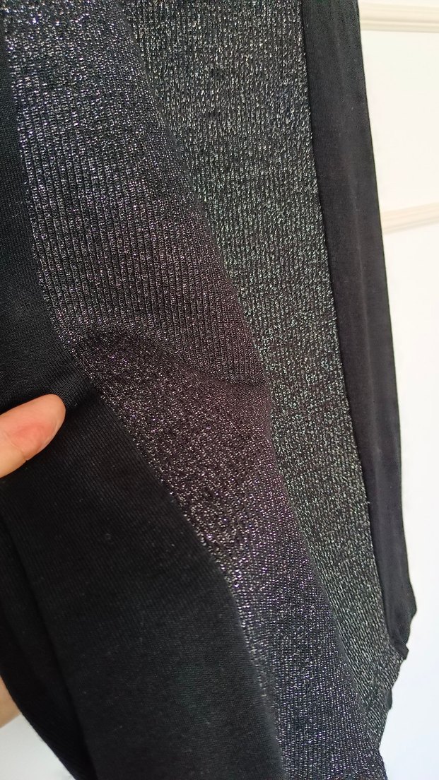 Siyah Gri Kısa Kollu Triko kısa Elbise - Görsel 3