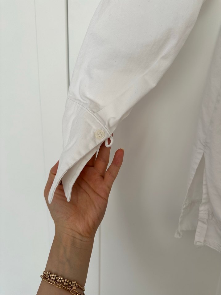 Düğmeli Beyaz  Kadın Gömlek - Görsel 2
