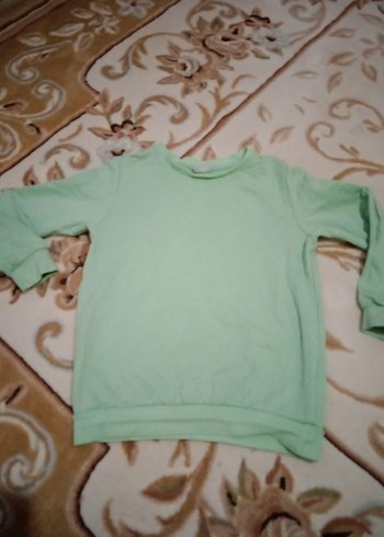 Unisex Çocuk Yeşil Uzun Kollu Sweatshirt