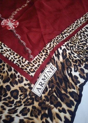 Beden Bordo leopar Desenli Kadın eşarp