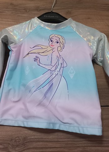 Frozen Parlak Kollu Mavi Kız Sweatshirt