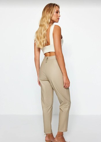 Vizon Suni Deri Havuç Pantolon - Görsel 6