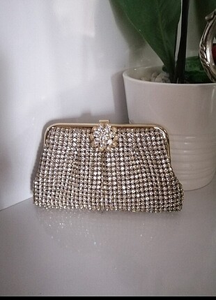 Gold Işıl Abiye Clutch Çanta 