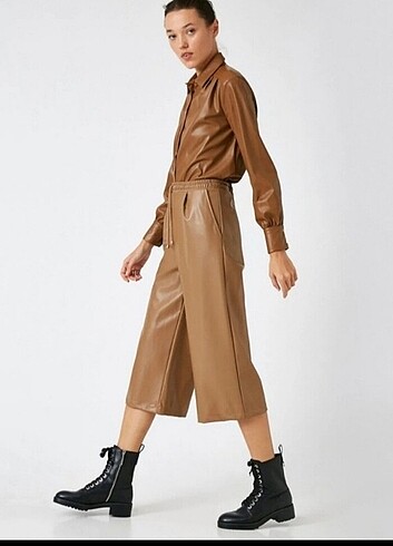 l Beden KOTON DERI CROP PANTOLON