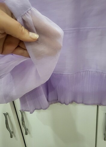 38 Beden mor Renk H&M PLİSELİ ŞIK BLUZ