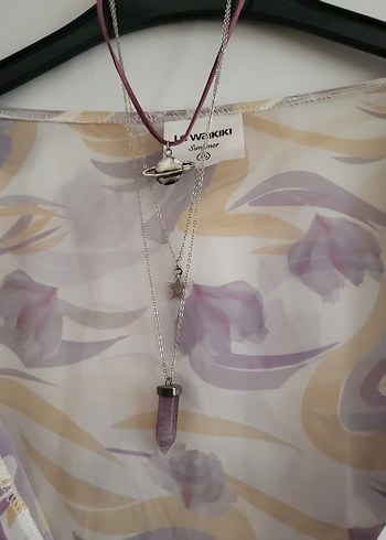 Batik Desenli Şifon Plaj Elbisesi Kaftan Tunik - Görsel 6