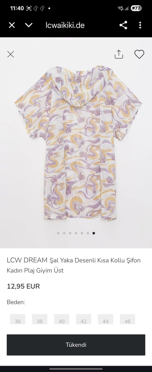 Batik Desenli Şifon Plaj Elbisesi Kaftan Tunik - Görsel 4