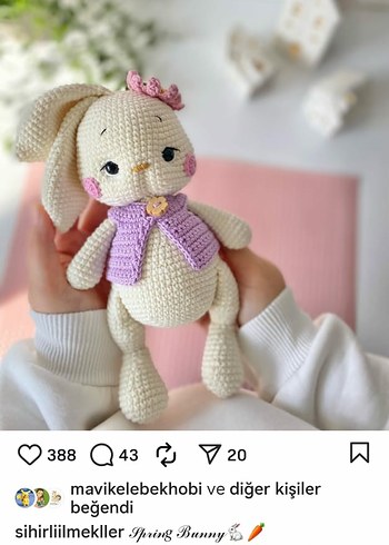 El Örgüsü Pastel Renkli Tavşan Peluş Oyuncak