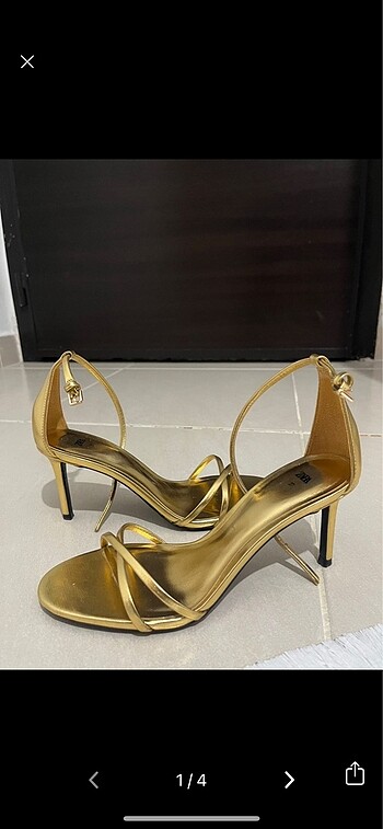 Zara gold topuklu ayakkabı