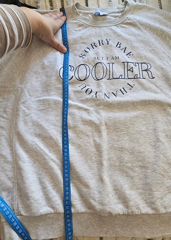 Kadın Gri Baskılı Oversize Sweatshirt - Görsel 7