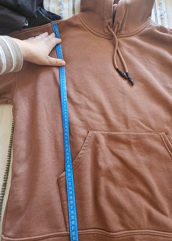 Kahverengi Kapüşonlu Salaş Sweatshirt - Görsel 6