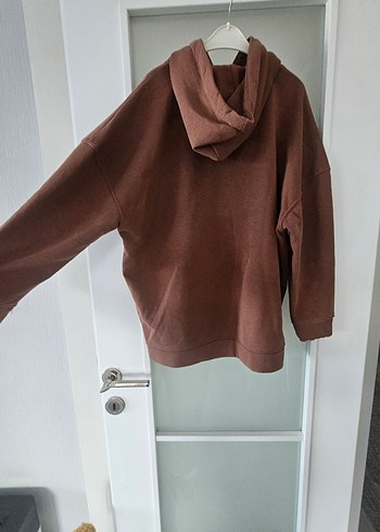 Kahverengi Kapüşonlu Salaş Sweatshirt - Görsel 5