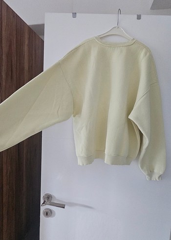 Sarı Baskılı Pamuklu Kadın Sweatshirt - Görsel 4