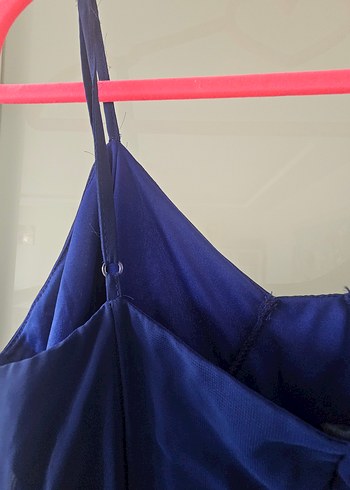 Fırfırlı Lacivert Uzun Kadın Elbise - Görsel 5