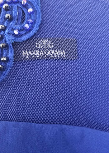 Diger Kadın Mavi Midi İşlemeli Abiye Elbise - Görsel 8