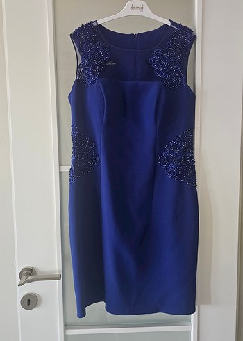 Diger Kadın Mavi Midi İşlemeli Abiye Elbise - Görsel 10