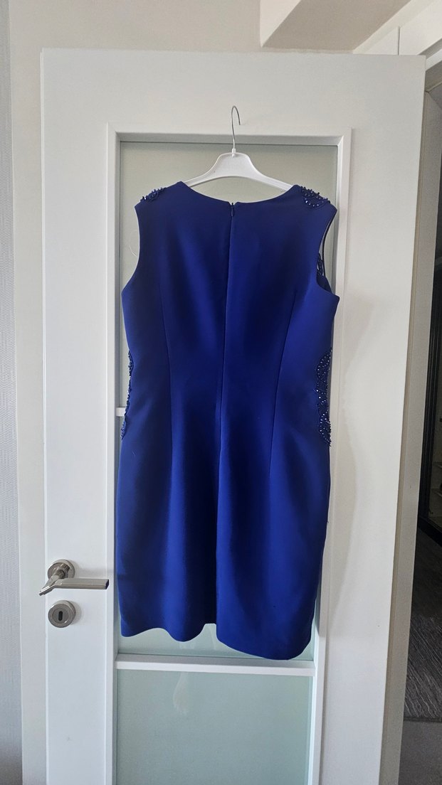 Diger Kadın Mavi Midi İşlemeli Abiye Elbise - Görsel 3