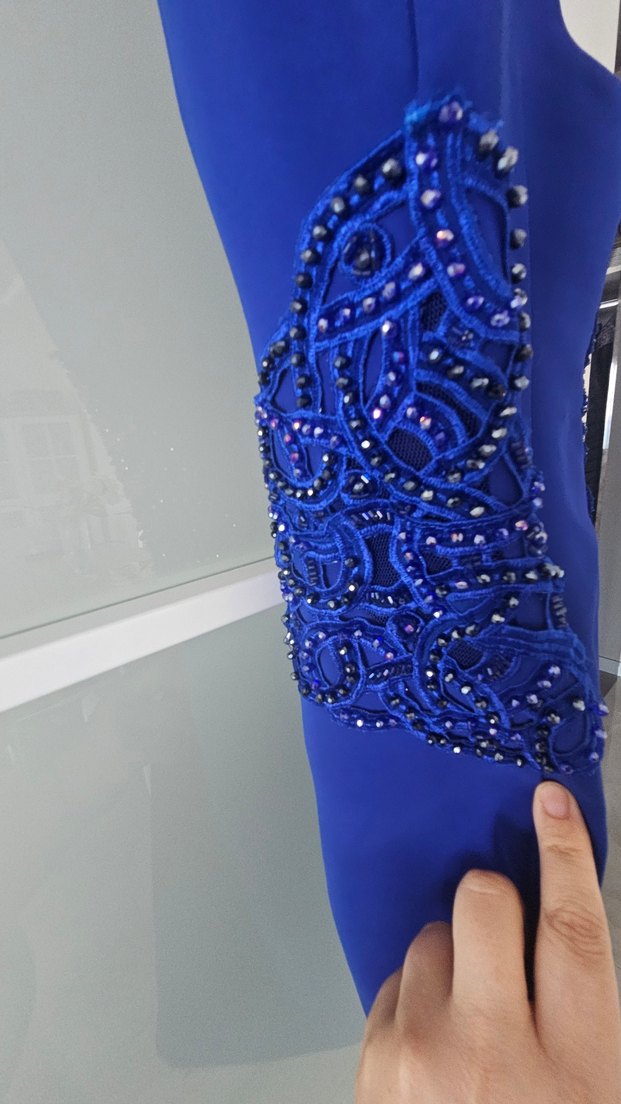 Diger Kadın Mavi Midi İşlemeli Abiye Elbise - Görsel 5