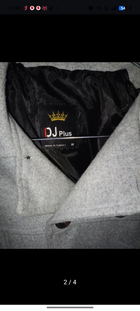 Gri Düğmeli Uzun Kollu Erkek Kaban DJ plus marka m beden - Görsel 2