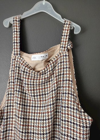 Zara kız çocuk ekose desenli askılı elbise - Görsel 3