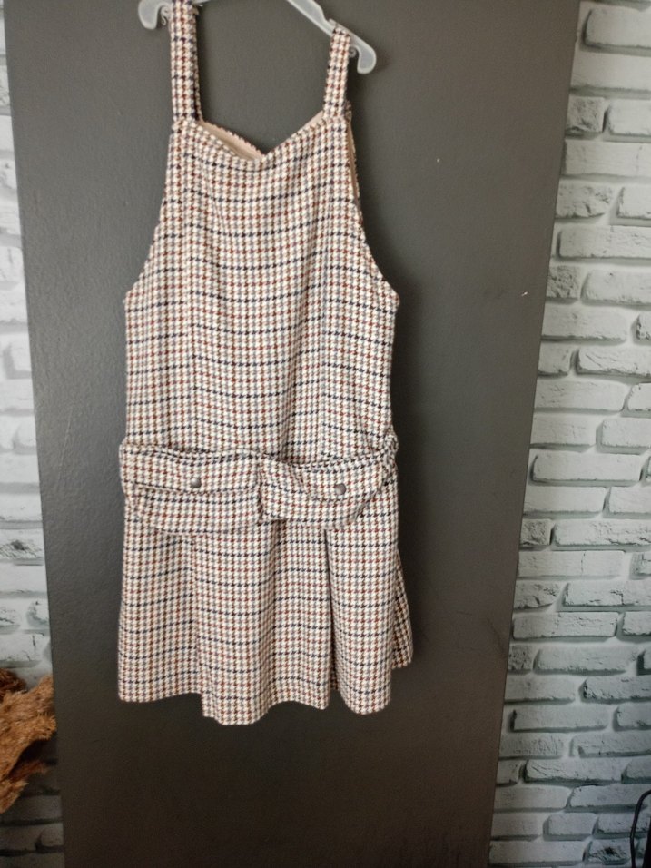 Zara kız çocuk ekose desenli askılı elbise - Görsel 2