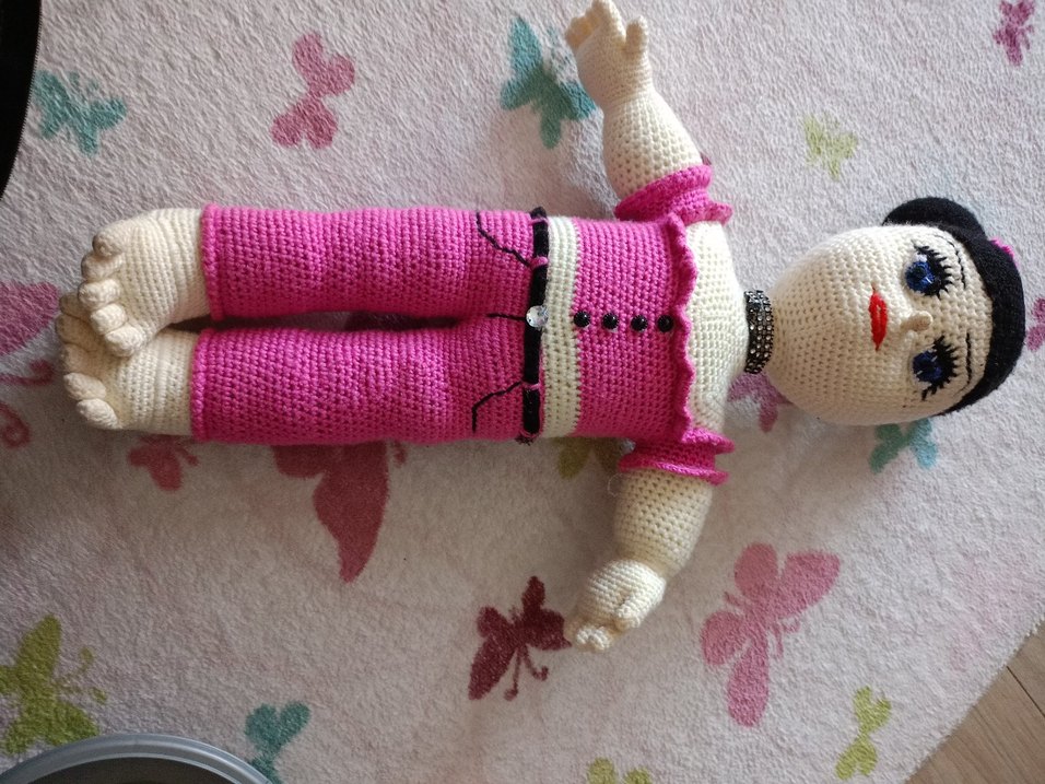 Pembe Örgü Bebek amigurumi oyuncak bebek 50 cm - Görsel 2
