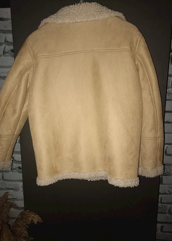 Bej Süet Kürklü Kız Cocuk Kaban - Görsel 3