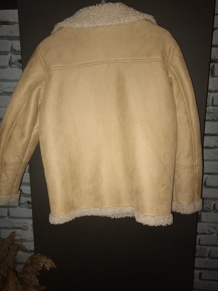 Bej Süet Kürklü Kız Cocuk Kaban - Görsel 3